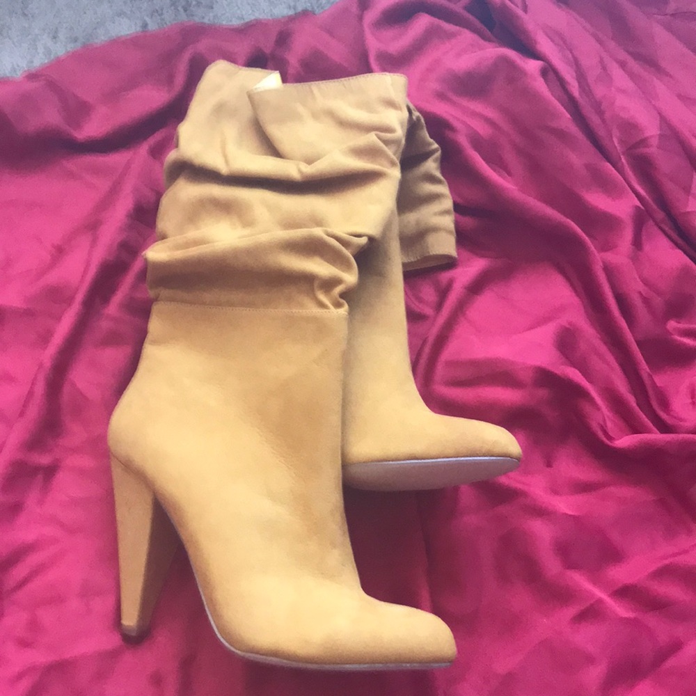 Mustard slouch boots!!